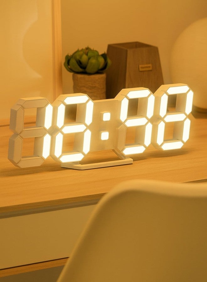 Dangfly Digital Led Clock Acryalic 3D LED Digital Wall Clock Digital Clock Wall Hanging,Auto-Adjustable Brightness,at Night12/24Hr Works on Electricity, Bedroom (Pack of 1), White - Image 2